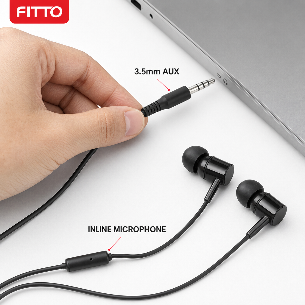 240 Pieces Wired Stereo Headset with Inline Microphone, 3.5mm AUX Connector, Single Unit