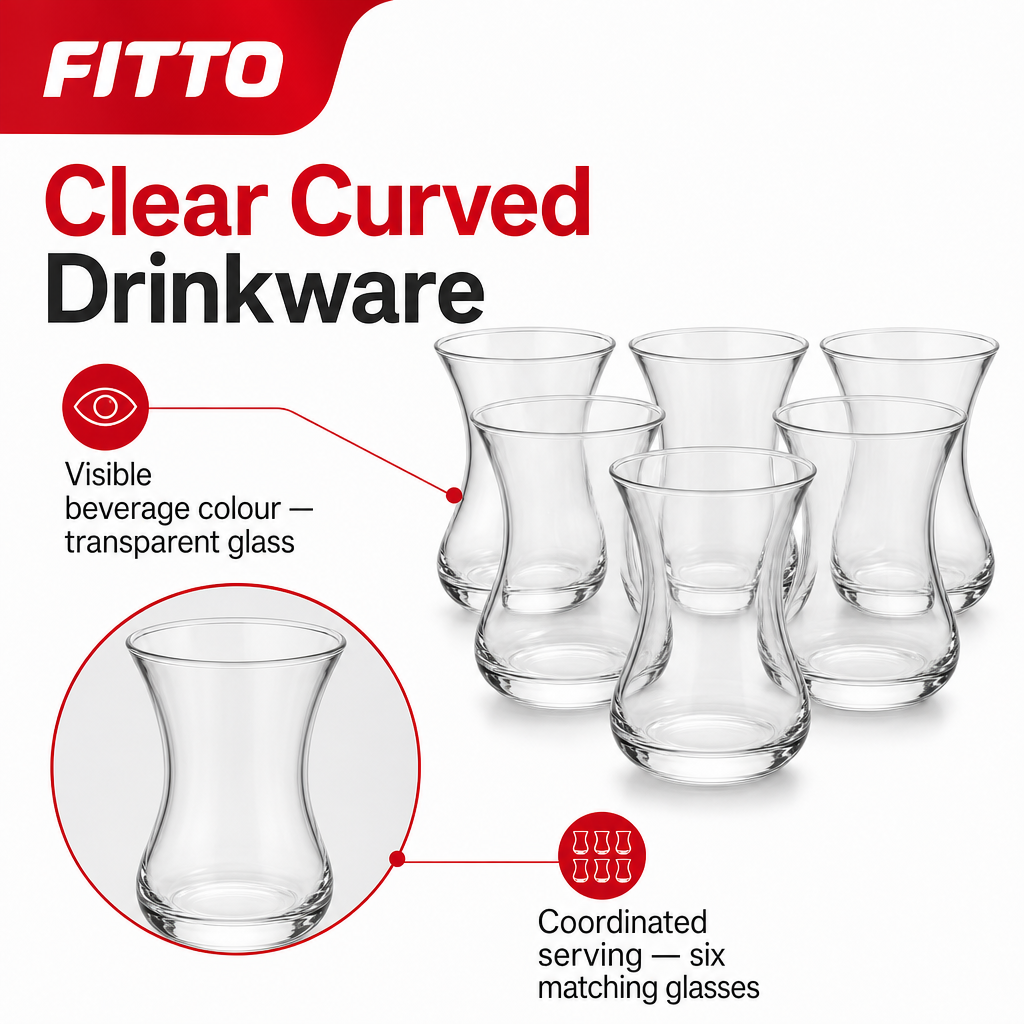 96 Pieces Clear Turkish Tea Glasses, 6-Piece Set for Tea and Beverage Serving