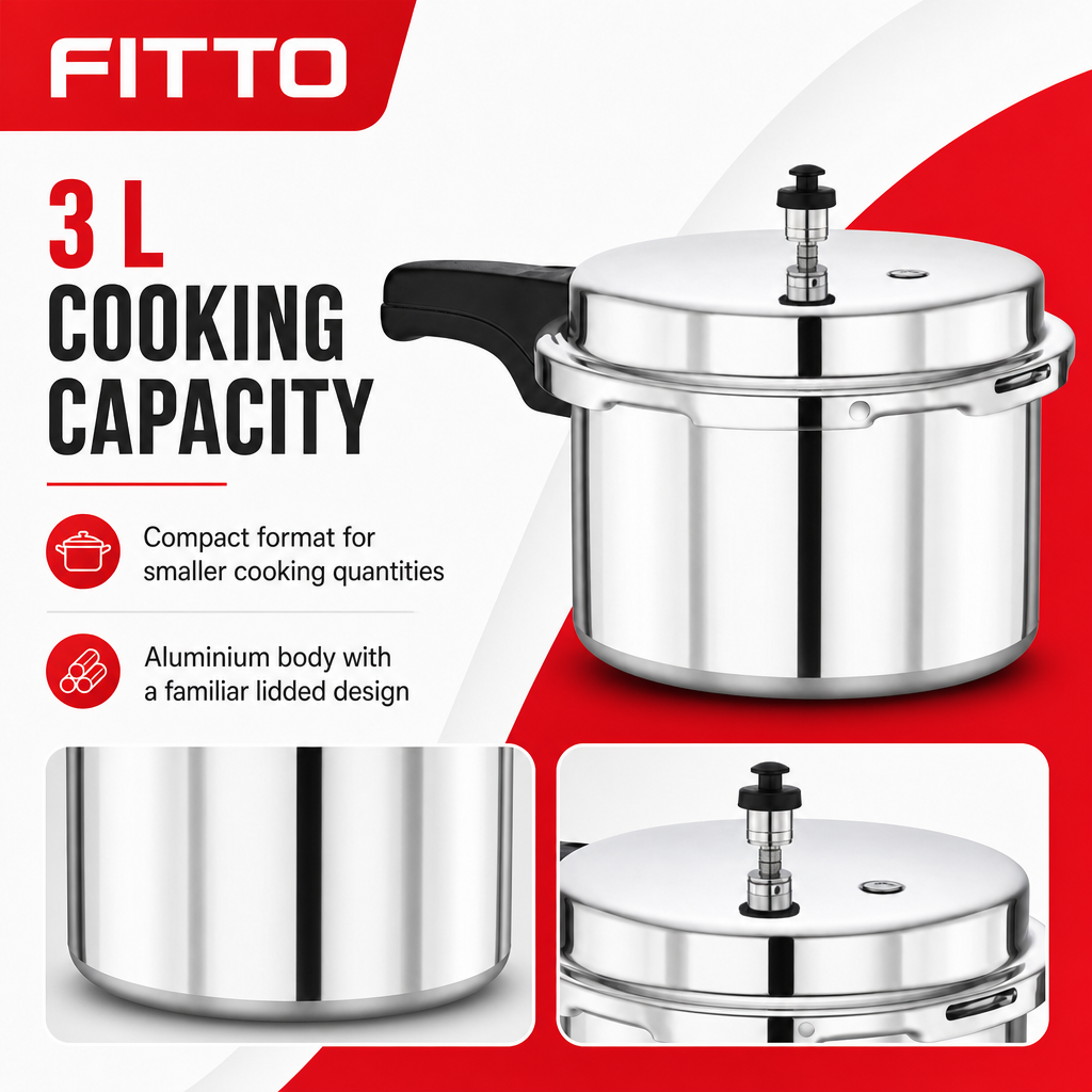 48 Pieces Aluminium Pressure Cooker, 3 L, Silver