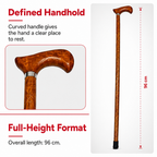 96 Pieces Wooden Walking Canes with Curved Handle, Brown, 96 cm
