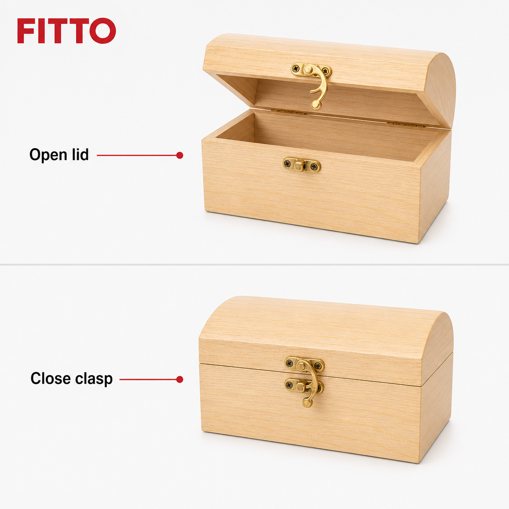 96 Pieces Wooden Storage Box with Curved Lid and Front Clasp, 5 x 4 Inch, Natural Wood