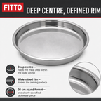 96 Pieces Stainless Steel Round Deep Plate with Wide Rim, 26 cm, 1 Piece
