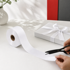 96 Pieces White Satin Plastic Ribbon Roll, 4.8 cm Wide x 80 yd, Decorative Ribbon for Crafts and Wrapping