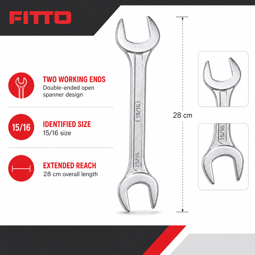 240 Pieces Chrome Vanadium Double-Ended Spanners Wrench, 15/16 Size, 28 cm, Silver, 1 Piece