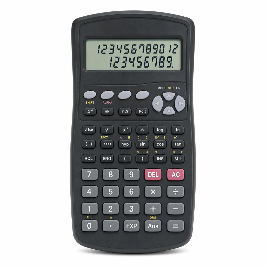72 Pieces Scientific Calculators, 12-Digit, Two-Line Display, 244 Functions, Black and Grey, 1 Piece