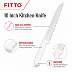 60 Pieces Kitchen Knives 10 Inch with PVC Handle, White and Silver, 1 Piece