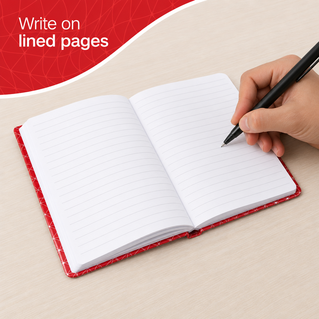 240 Pieces A6 Hard-Cover Notebook, Red Single-Line Pages, 8 mm Ruled, 100 Sheets