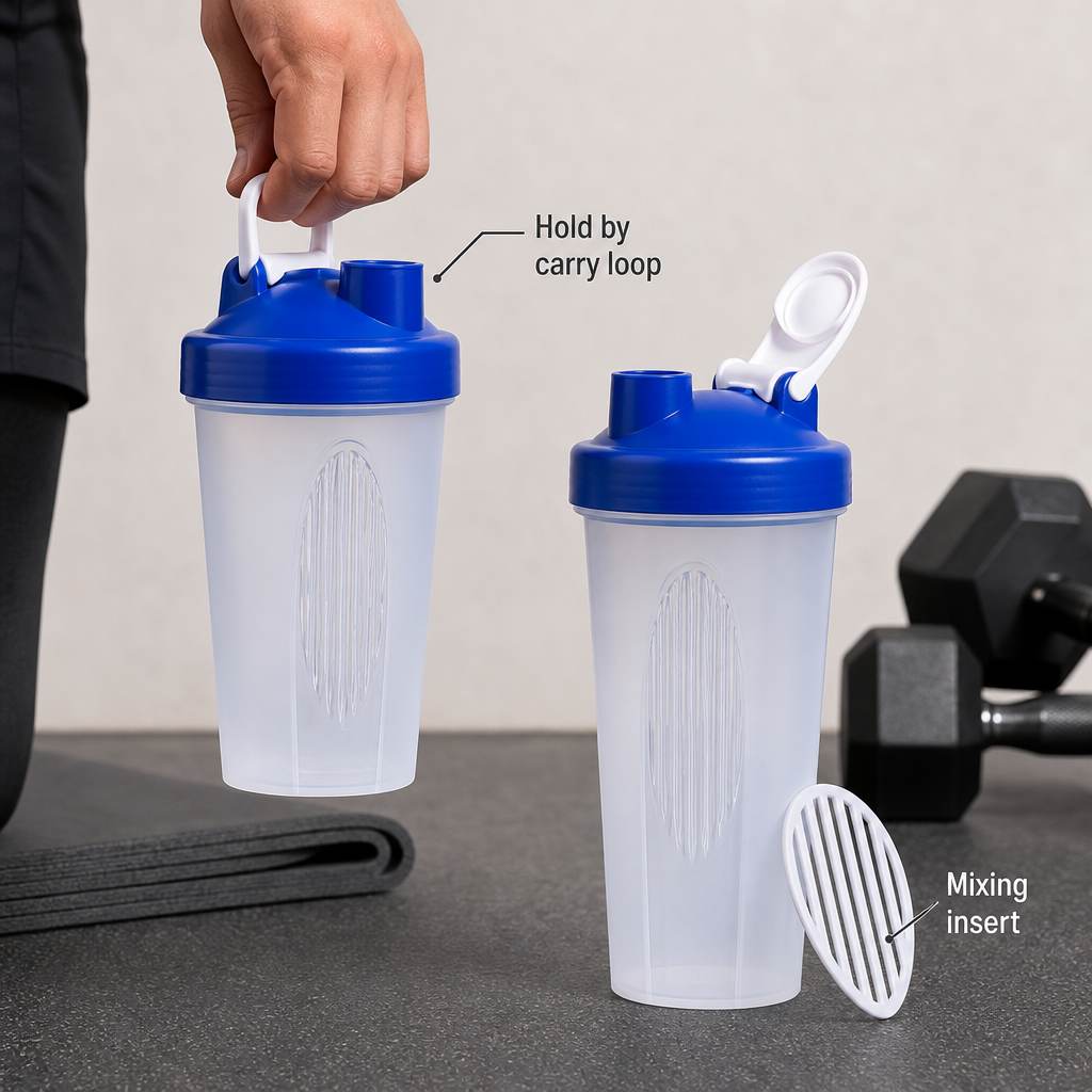 96 Pieces Protein Shaker Bottle with Mixing Insert and Carry Loop, 19 x 9 x 9 cm