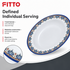 144 Pieces Melamine Soup Plate, 7 Inch, White With Floral Rim