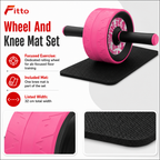 72 Pieces Ab Roller Wheel with Knee Mat, Pink, 32 cm Total Width