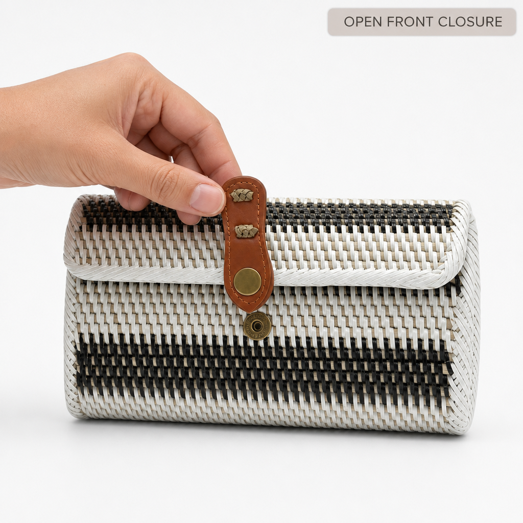60 Pieces Woven Rectangular Clutch Bag with Strap Closure, 21 x 10 x 6 cm