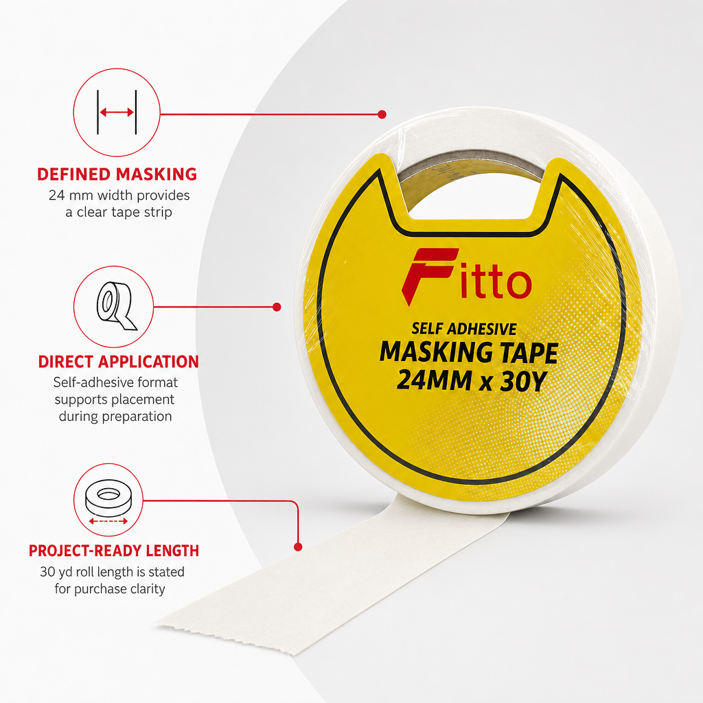 240 Pieces Self-Adhesive Masking Tape, White, 24 mm x 30 yd, 1 Roll
