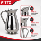 60 Pieces Stainless Steel Water Jugs with Lid and Handle, Silver, No. 6