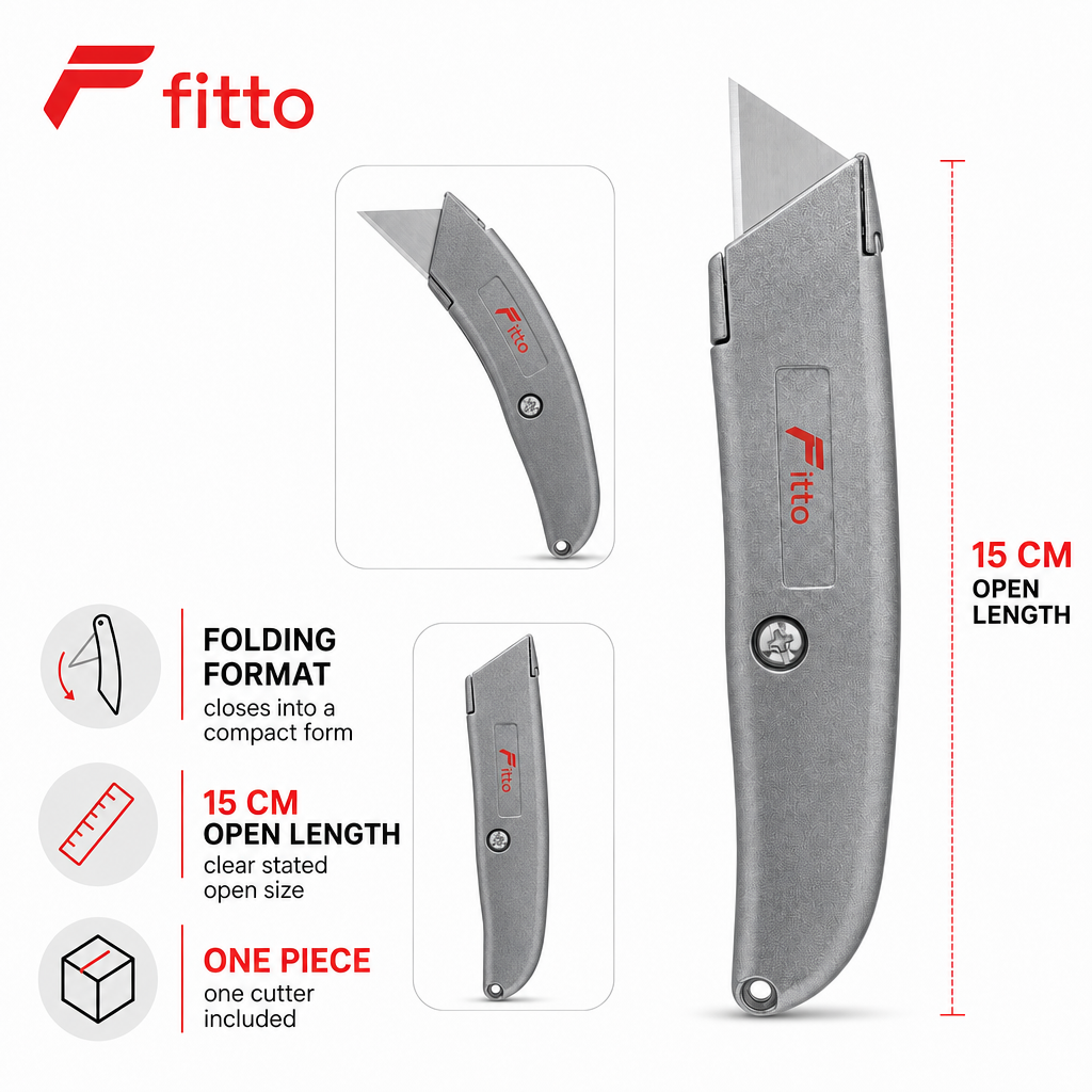 144 Pieces Folding Utility Knives Cutter, 15 cm Open Length, Grey and Black, 1 Piece