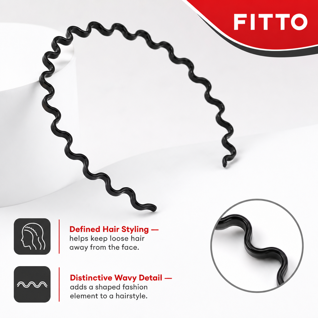 96 Pieces Wavy Hair Band Headband for Women, Black