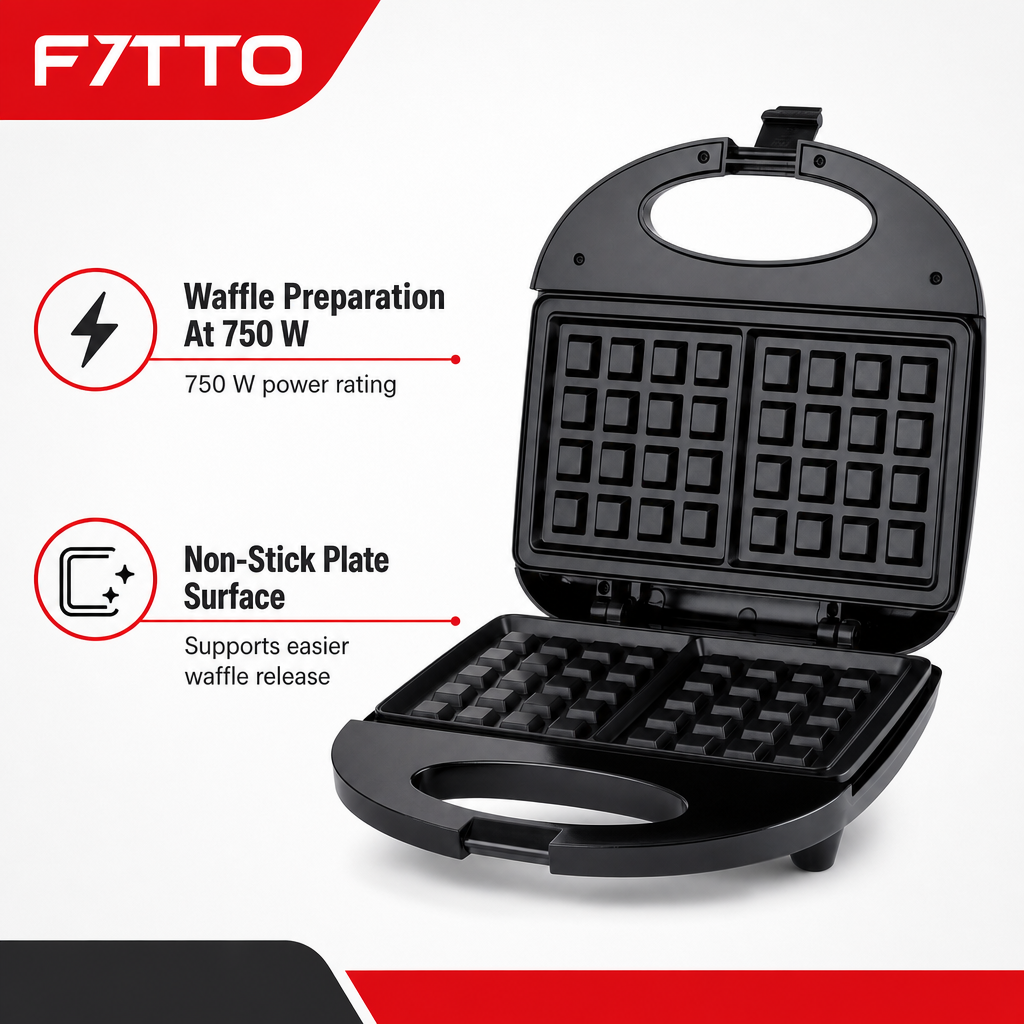 60 Pieces 750 W Electric Waffle Maker with Non-Stick Plates, Black, 25 x 24 x 10 cm, 1 Piece