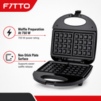 60 Pieces 750 W Electric Waffle Maker with Non-Stick Plates, Black, 25 x 24 x 10 cm, 1 Piece