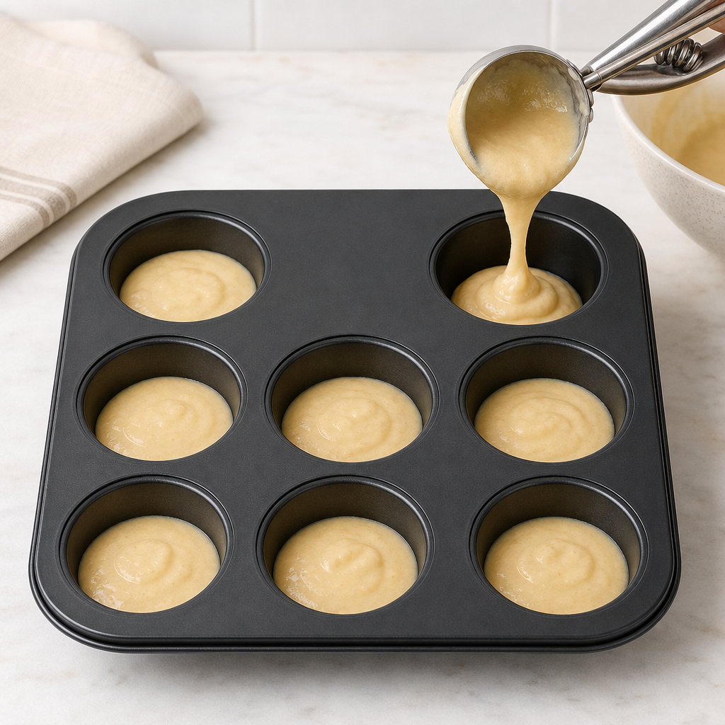 96 Pieces Cake Mold, Carbon Steel Non-Stick 6-Cup Round Bakeware, 26 × 18 cm, Black, 1 Piece
