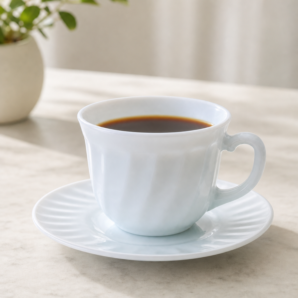 72 Pieces Opal Glass Coffee Cups with Saucers, 190 ml, 6-Piece Pack