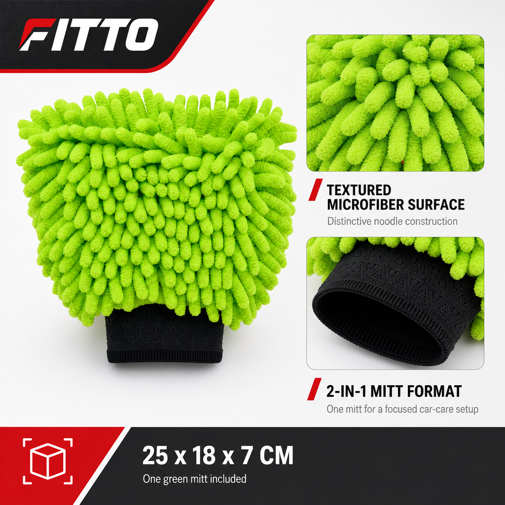96 Pieces Car Wash Mitt, 2-in-1 Microfiber Cleaning Mitt, Green, 25 x 18 x 7 cm