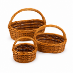 60 Pieces Oval Wicker Basket Set with Handles, Brown, 3 Piece