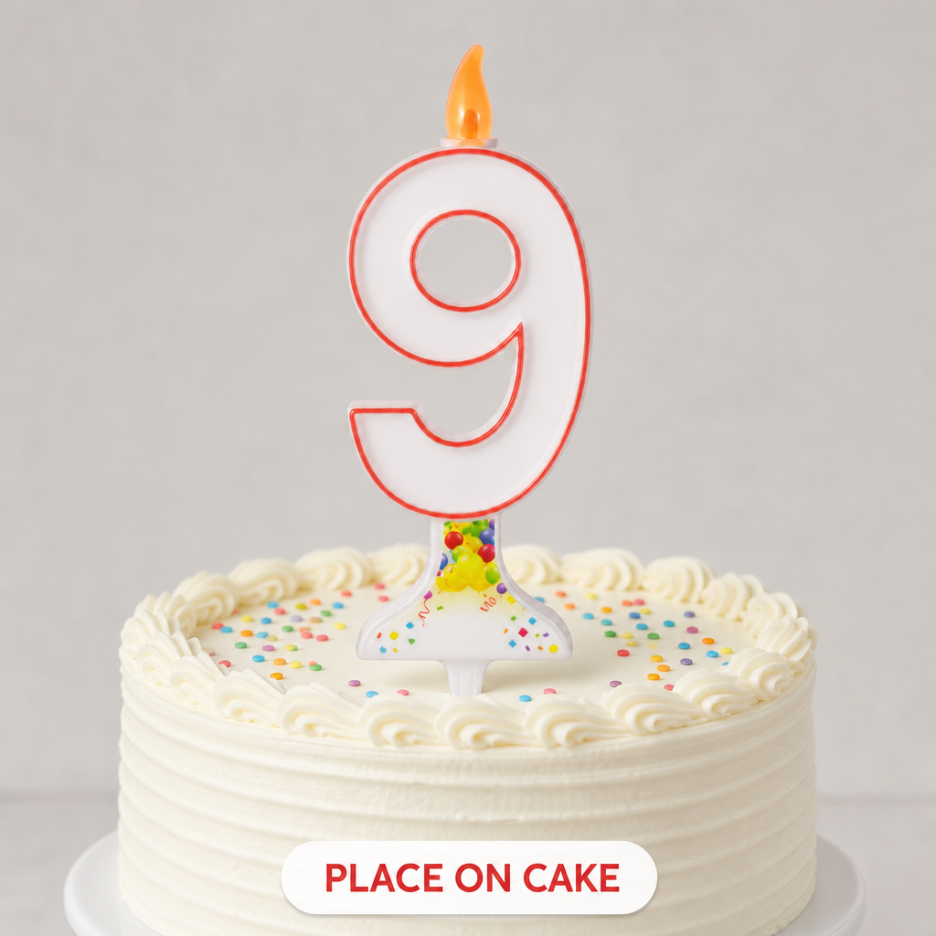 120 Pieces Mixed Colour LED Number 9 Cake Candle for Birthday Celebrations