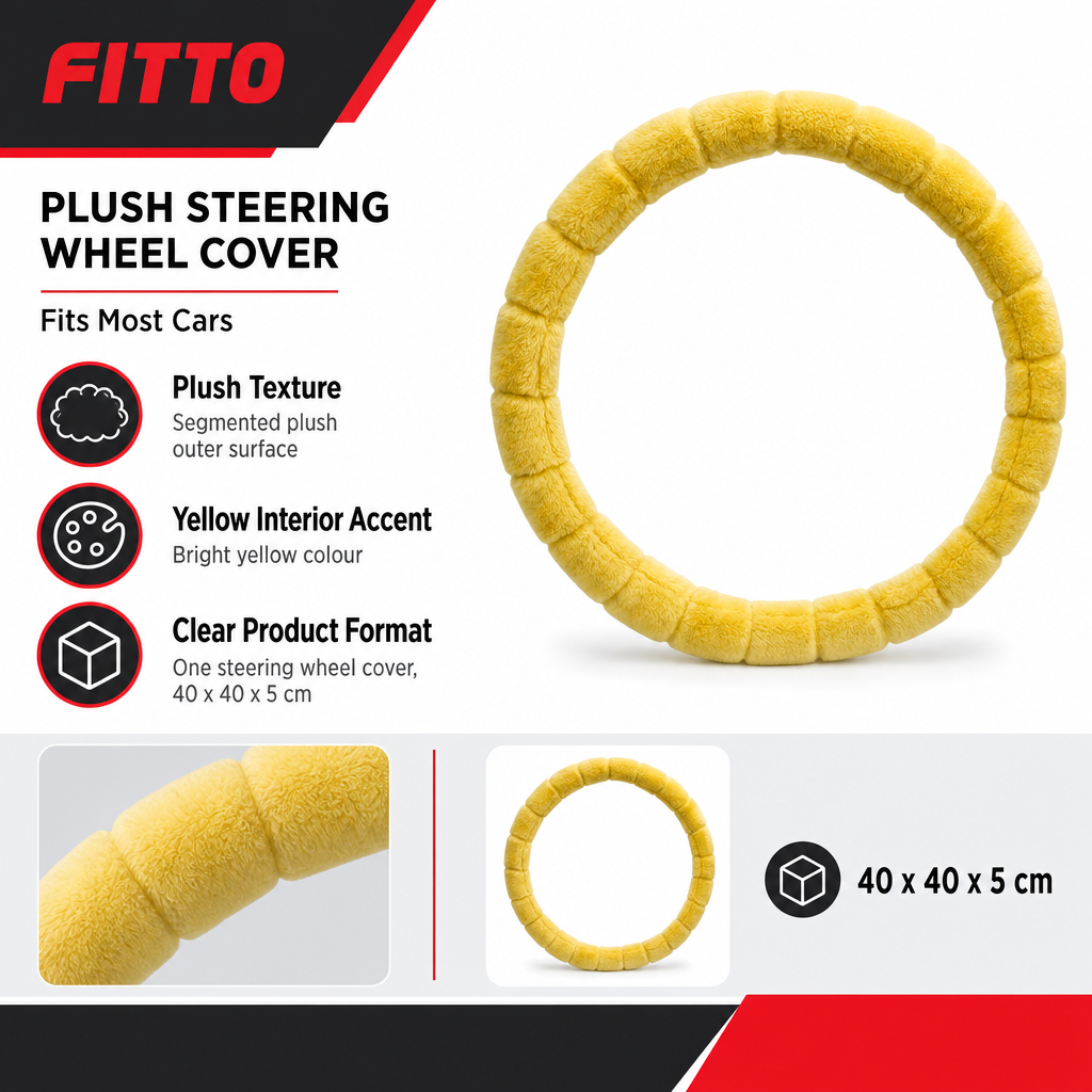 96 Pieces Plush Steering Wheel Covers, Yellow, 40 x 40 x 5 cm, Fits Most Cars