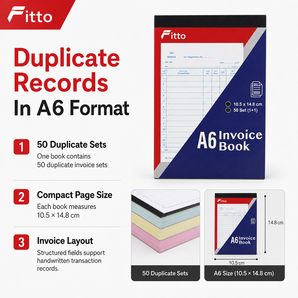 240 Pieces A6 NCR Invoice Books, 10.5 × 14.8 cm, 50 Duplicate Sets, 1 Piece