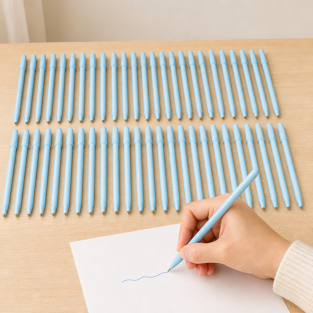 96 Pieces Ball Pens, Light Blue Body, 50 Pack For Office School And Note Taking