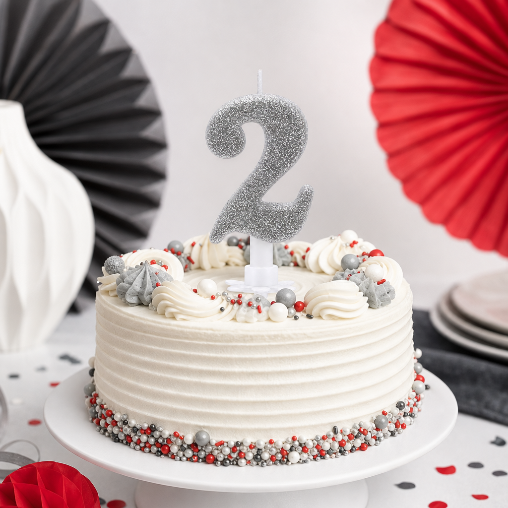 240 Pieces Assorted Colour Sparkling Number 2 Cake Candles, 3 in, 1 Piece