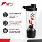 96 Pieces 500ml Shaker Bottle with Mixer, Black Sports Water Bottles
