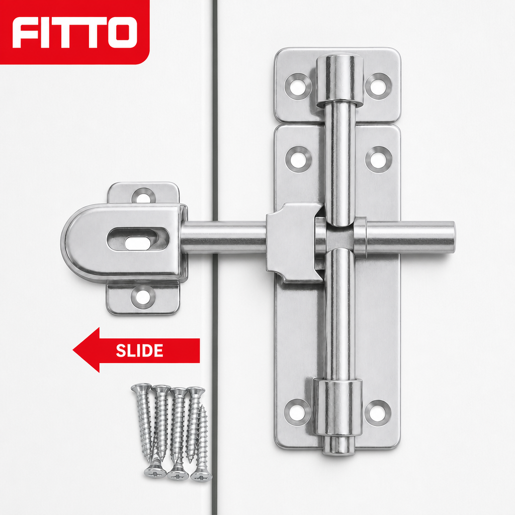 144 Pieces Sliding Tower Bolt Door Latch, 4 Inch, 10.2 cm, Silver, 1 Set