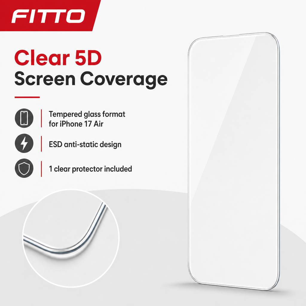 96 Pieces 5D Tempered Glass Screen Protectors for iPhone 17 Air, ESD Anti-Static, Clear, 1 Pack
