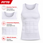 96 Pieces Men's Body Shaper Compression Tank Top, White, Size XL