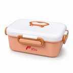96 Pieces White and Orange Rectangular Plastic Lunch Box with Side Latches, 1 Piece, 22 x 16 x 9 cm