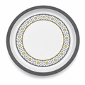 72 Pieces Round Melamine Woven Serving Trays, 50 cm, White With Floral Pattern