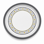 72 Pieces Round Melamine Woven Serving Trays, 50 cm, White With Floral Pattern