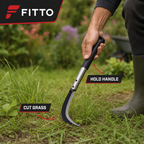 96 Pieces Steel Grass Sickle with Long Handle and Rubber Grip, 45 cm, Black, 1 Piece