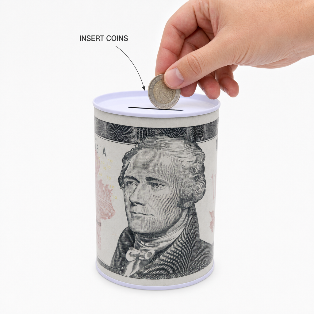 240 Pieces Money Saving Boxes, Round Metal Coin Bank with Dollar Design, 7.5 × 10.5 cm