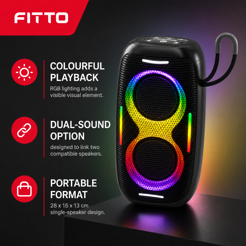 48 Pieces Outdoor Waterproof Wireless Speaker with RGB Light and Dual Sound, 28 x 15 x 13 cm
