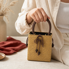 72 Pieces Mini Woven Handbags with Top Handles, Tan, 16 x 13 x 8 cm