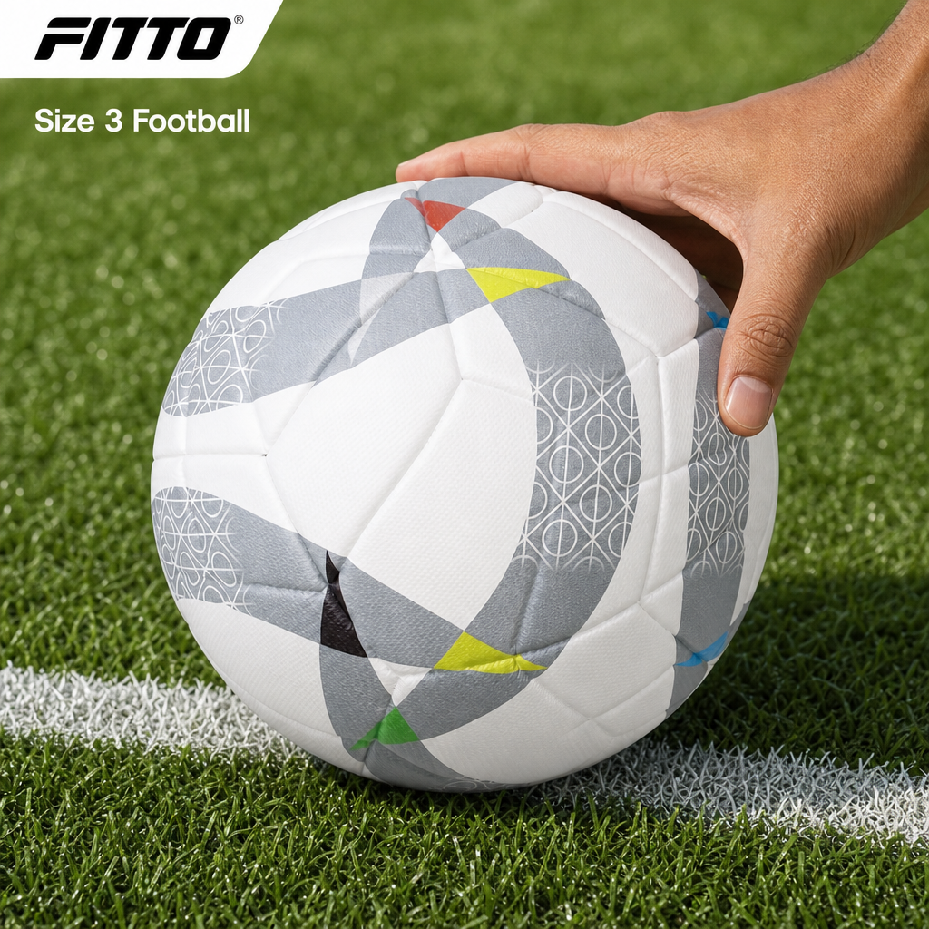60 Pieces Size 3 Football, White and Grey Geometric Design