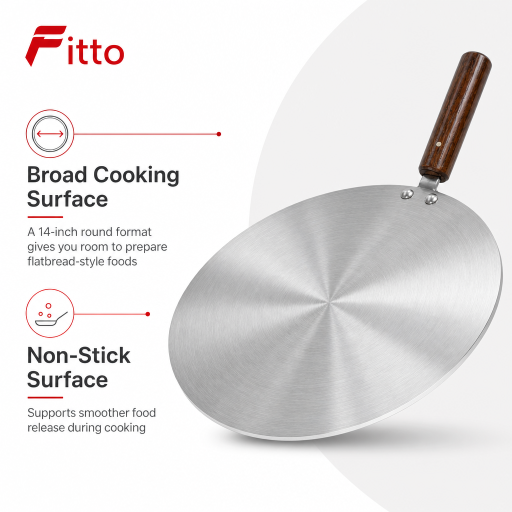 72 Pieces Non-Stick Tawa Pan with Wooden Handle, 14 Inch