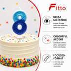 240 Pieces Number 8 Birthday Cake Candle, Light Blue and Blue Glitter Design, 2 in, Single Piece