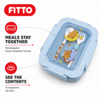 96 Pieces Blue Rectangular Lunch Box with Cartoon Print and Secure Lid, 1 Piece, 22 x 17 x 9 cm