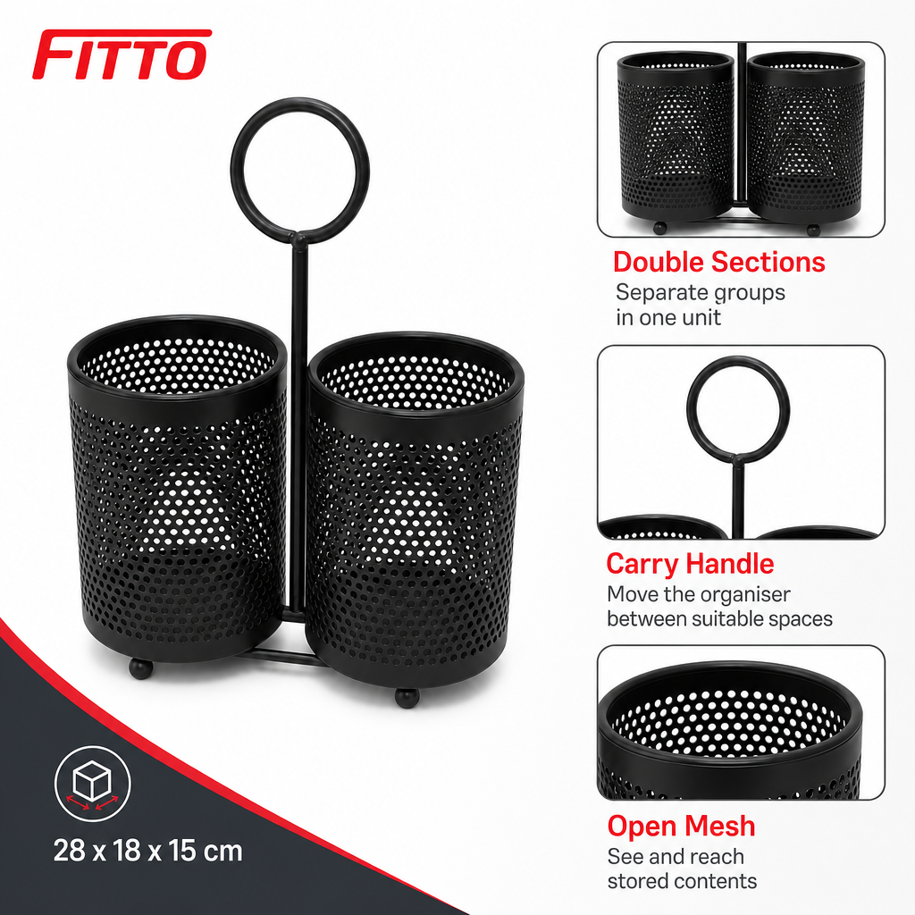 96 Pieces Black Double Mesh Storage Basket with Carry Handle, 28 x 18 x 15 cm