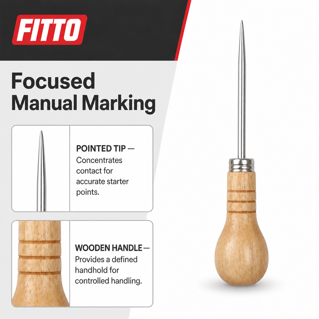 120 Pieces Wooden Handle Pointed Scratch Awl Bradawl Tool, 24 cm, Natural Wood and Silver, 1 Piece