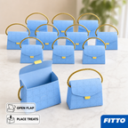 96 Pieces Candy Favor Boxes Blue Handbag Style with Cord Handle 12.5 x 5.5 x 8 cm 12 Pieces