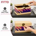 96 Pieces Woven Bamboo Storage Chest with Wooden Frame and Latch, 15 x 10 x 8 cm