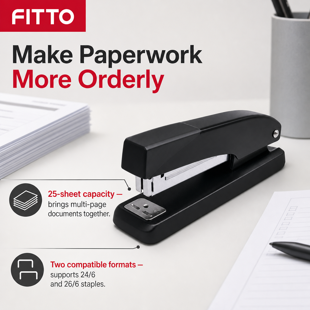 96 Pieces Heavy-Duty Staplers, 55 mm, 25-Sheet Capacity, Compatible with 24/6 and 26/6 Staples, Black, 1 Piece
